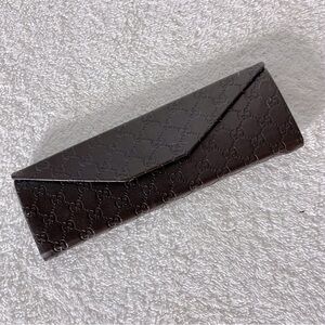 Gucci Brown Embossed Clip On Sunglasses Lens Case
